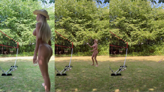 Frances Bentley juega bádminton desnuda