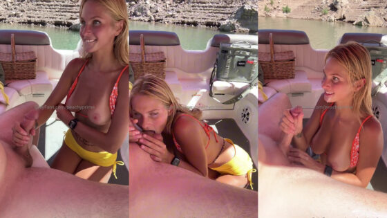 La sexy PeachyPrime chupa al capitán de un barco
