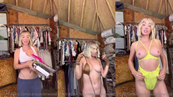 Sara Underwood probándose su traje sexy