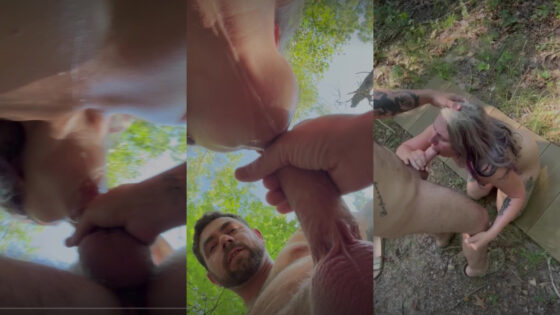 Shay New se arriesga por una mamada desordenada en el bosque