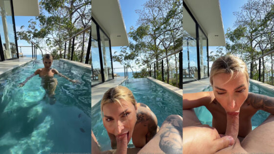 Tami Tsunami chupa una polla en la piscina