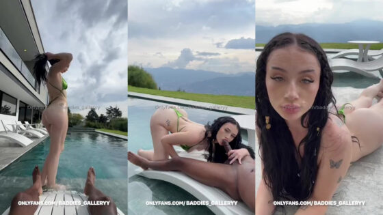 Auhneesh Nicole sopla y monta una BBC junto a la piscina