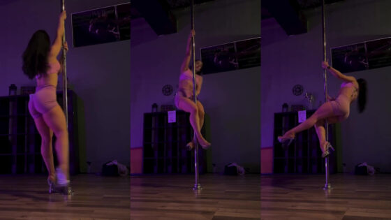 Carla000 gira y se burla de un poste de baile