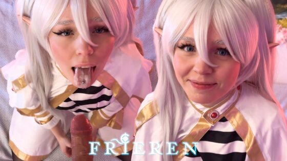 Frieren Cosplayer Aqua_Ri hace una mamada descuidada