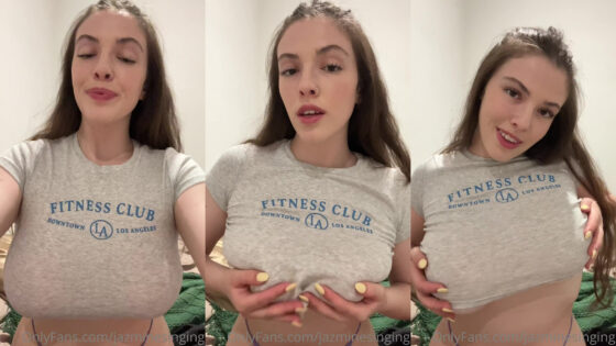 Jazminesinging rebota sus enormes tetas y se burla