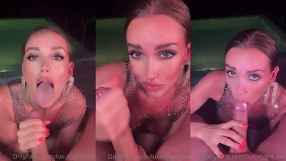 La brillante mamada junto a la piscina de Luxurygirl_Xxx