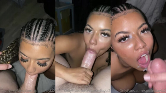 Lailathebrat recibe semen en la boca después de una mamada