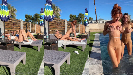 Madiiitay disfruta del coño de su amiga junto a la piscina
