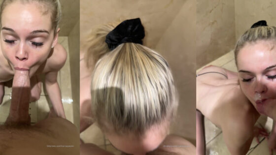 Marley Wynn hace una mamada en la ducha y recibe un facial