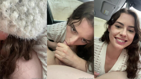 Stella Violet da una cabeza en el coche