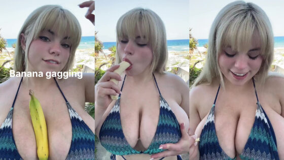 TheSabrinaBanks sopla y garganta profunda un plátano