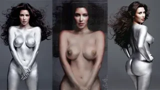 Fotos de pintura corporal plateada desnuda de Kim Kardashian